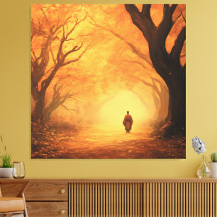 Golden Autumn Zen Path Canvas Afdruk