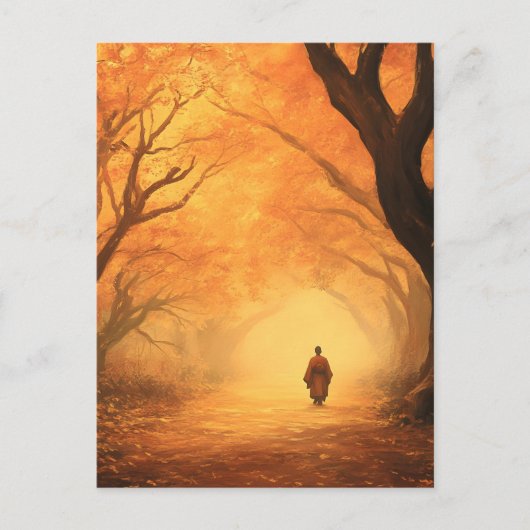 Golden Autumn Zen Path Feestdagenkaart (Voorkant)