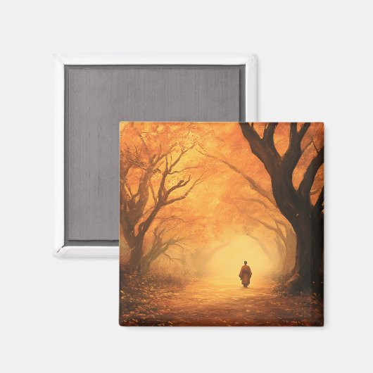 Golden Autumn Zen Path Magneet (Voorkant / Achterkant)