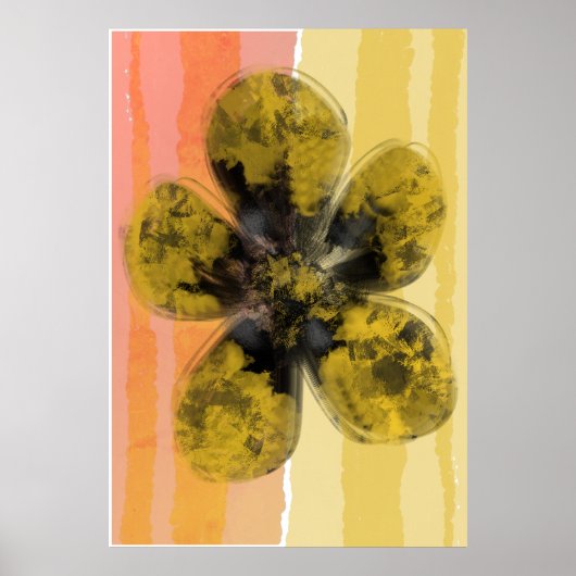 Golden Autumnal Floral roos Abstract goud Poster (Voorkant)