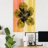 Golden Autumnal Floral roos Abstract goud Poster (Thuiskantoor)
