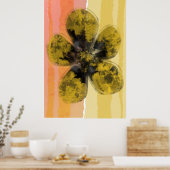 Golden Autumnal Floral roos Abstract goud Poster (Keuken)