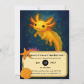Golden Axolotl Over Lotus Pond Birthday Kaart (Voorkant)