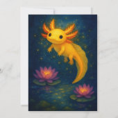 Golden Axolotl Over Lotus Pond Birthday  Kaart (Achterkant)