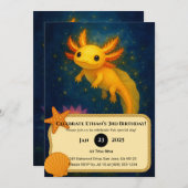 Golden Axolotl Over Lotus Pond Birthday  Kaart (Voorkant / Achterkant)