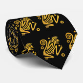 Golden Aztec Monkey op zwart Stropdas (Opgerold)