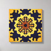 Golden Aztec Sun Abstract Navy Blue Home Wall Art Canvas Afdruk (Voorkant)
