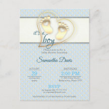 Golden Baby Boy Footprint and Hearts Baby shower