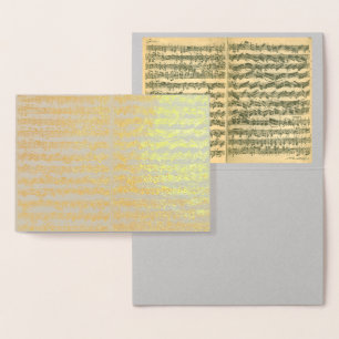 Golden Bach Chaconne Music Manuscript Alle gelegen Folie Kaarten
