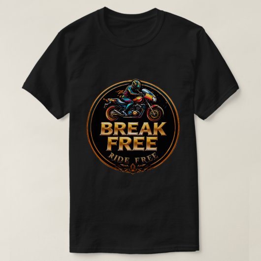 Golden Badge met Break Free Biker Logo T-shirt (Design voorkant)