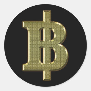 GOLDEN BAHT SIGN ฿ Thaise ฿ Ronde Sticker