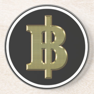 GOLDEN BAHT SIGN ฿ Thaise ฿ Zandsteen Onderzetter