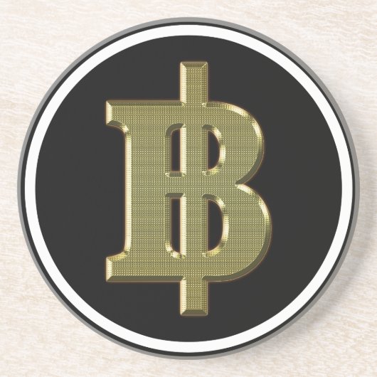 GOLDEN BAHT SIGN ฿ Thaise ฿ Zandsteen Onderzetter (Voorkant)