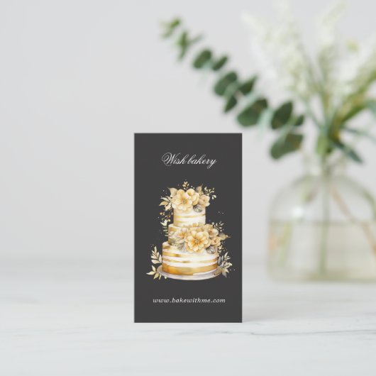 Golden Bakery Three Tier Cake Verticaal Visitekaartje (Staand voorkant)