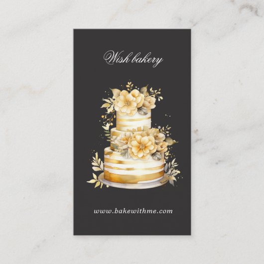 Golden Bakery Three Tier Cake Verticaal Visitekaartje (Voorkant)