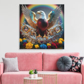 Golden Bald Eagle 3D digitaal meesterwerk van AJZ Canvas Afdruk (Insitu (Woonkamer))