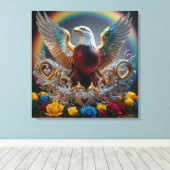 Golden Bald Eagle 3D digitaal meesterwerk van AJZ Canvas Afdruk (Insitu (Houten vloer))