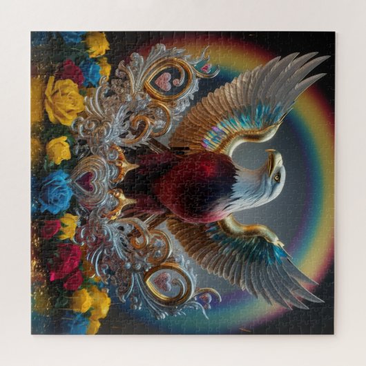 Golden Bald Eagle 3D digitaal meesterwerk van AJZ Legpuzzel (Horizontaal)
