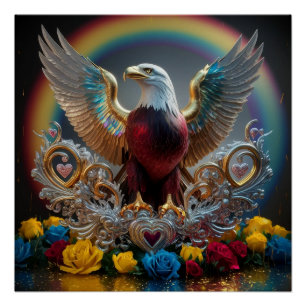 Golden Bald Eagle 3D digitaal meesterwerk van AJZ Perfect Poster