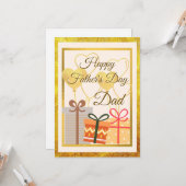 Golden ballonnen en cadeautjes voor vaders dagflat kaart (Voorkant / Achterkant in situ)