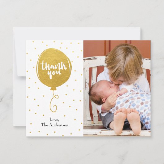 Golden Balloon handgetekend Foto Bedankkaart (Voorkant)