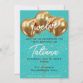 Golden Balloon Teen verjaardagsuitnodiging Kaart