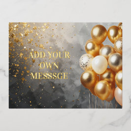 Golden Balloon Themd Folie Holiday Post Kaart