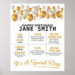 Golden Balloons 16x20 Sjabloon Birthday Poster