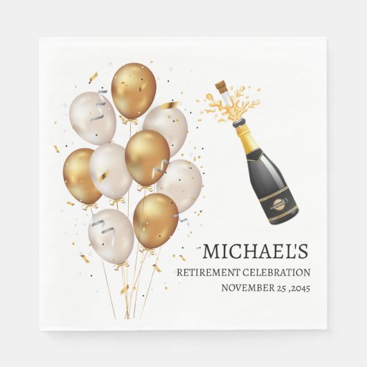 Golden Balloons Retirement Party Servet (Voorkant)