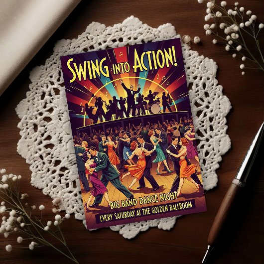 Golden Ballroom Big Band Dance Night Briefkaart