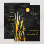 Golden Bamboe Monogram Wedding Invites Kaart (Voorkant / Achterkant)