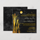 Golden Bamboo Black & Gold Wedding Invitations Kaart (Voorkant / Achterkant)