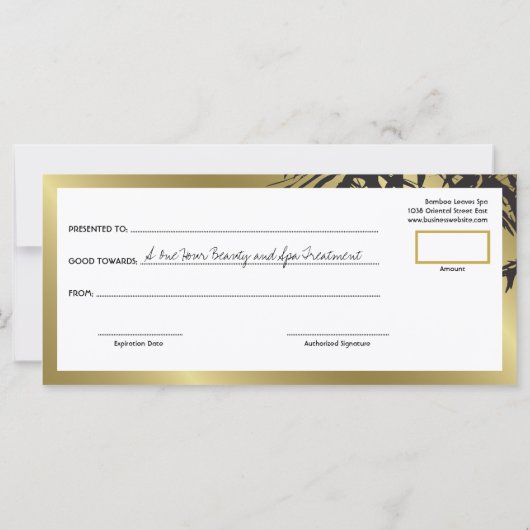 Golden Bamboo laat Zen Spa Cadeaucertificaat (Achterkant)