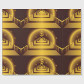 Golden Bank Corridor Glowing Dollar Finance Cadeaupapier (Vlak)