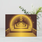 Golden Bank Corridor Glowing Dollar Finance Kaart (Staand voorkant)