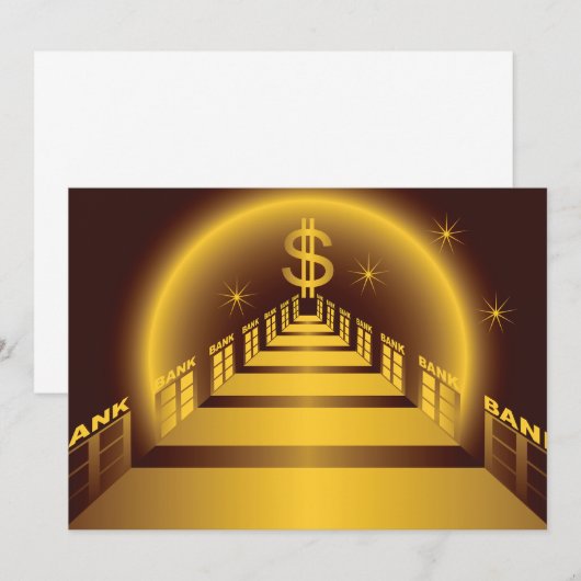 Golden Bank Corridor Glowing Dollar Finance Kaart (Voorkant / Achterkant)