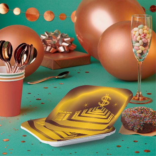 Golden Bank Corridor Glowing Dollar Finance Papieren Bordje