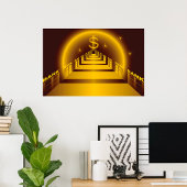 Golden Bank Corridor Glowing Dollar Finance Poster