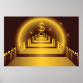 Golden Bank Corridor Glowing Dollar Finance Poster (Voorkant)