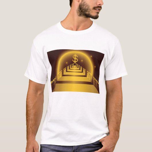 Golden Bank Corridor Glowing Dollar Finance T-shirt (Voorkant)