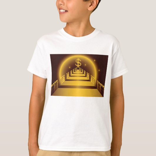 Golden Bank Corridor Glowing Dollar Finance T-shirt (Voorkant)