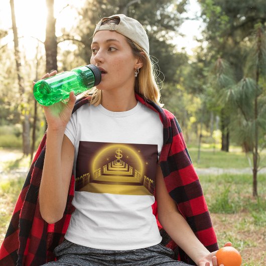 Golden Bank Corridor Glowing Dollar Finance T-shirt