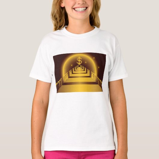 Golden Bank Corridor Glowing Dollar Finance T-shirt (Voorkant)