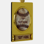 Golden Banner  Baseball Ornaments Twee TEKST Verguld Banner Ornament (Rechts)