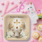 Golden Baptismal Baby Boy doopsel doop Papieren Bordje (Feest)