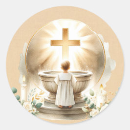 Golden Baptismal Baby Boy doopsel doop Ronde Sticker