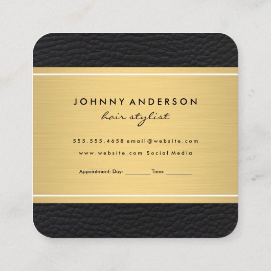 Golden Bar Leather Beauful Woman Appointment Afsprakenkaartje (Achterkant)