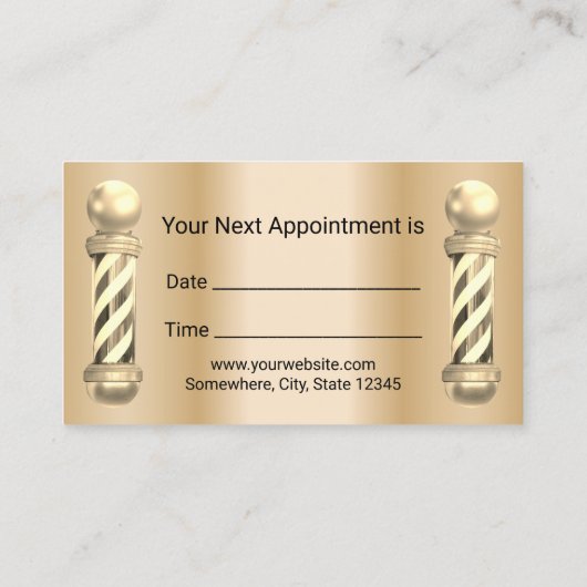 Golden Barber Barbershop Hair Stylist Benoeming Afsprakenkaartje (Achterkant)