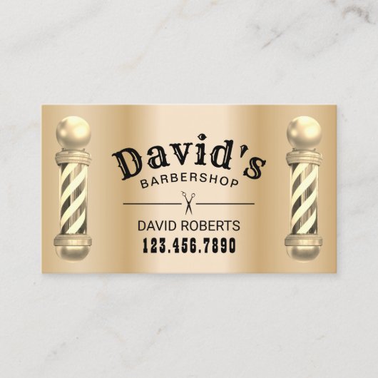 Golden Barber Barbershop Hair Stylist Benoeming Afsprakenkaartje (Voorkant)