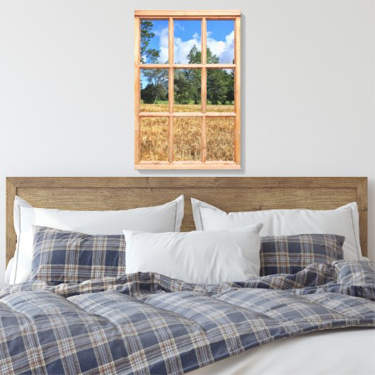 Golden Barley Field 3D Effect Uitzicht Afbeelding Canvas Afdruk (Insitu (Slaapkamer))